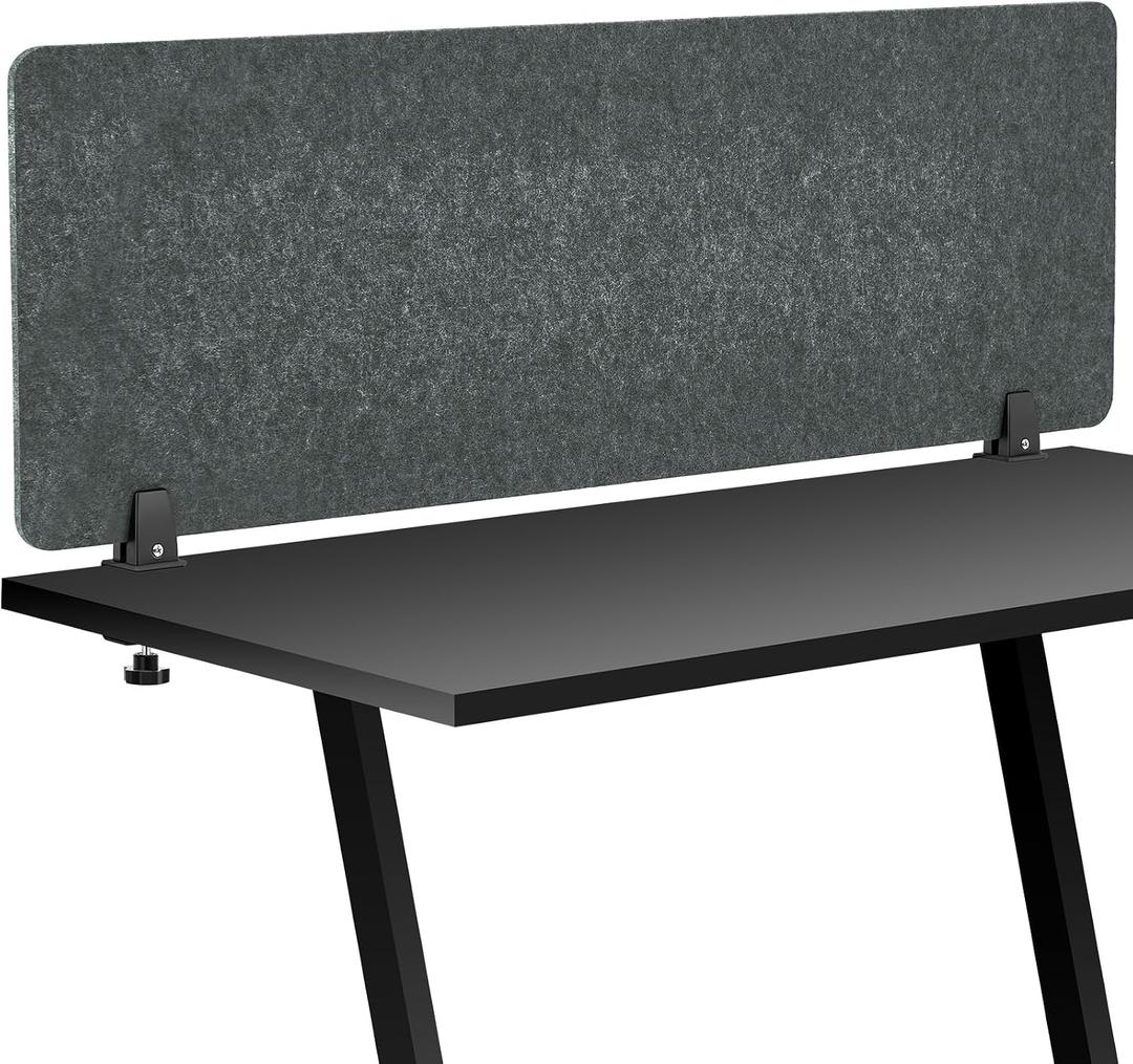 Colarr Sound Proof Dividers with Clamp 16 x 47 '' Mounted Desk Divider Privacy Panel Acoustic Absorbing Desk Partition Privacy Boards for Office Desktop Accessories Reduce Distractions