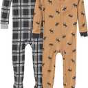 Gerber baby-boys 2-pack Snug Fit Footed Cotton Pajamas (18 Months, Moose)