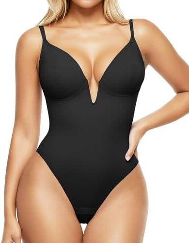 Popilush Shapewear Bodysuits for Women - Tummy Control Body Suits for Womens Deep V Corset Tops Thong Concert Outfits, Large