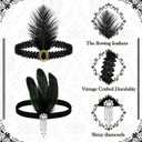 Ceenna 48 Pieces 1920s Flapper Headband Black Feather Headband Costume Flapper Headpiece 20s Rhinestone Hair Accessory for Women