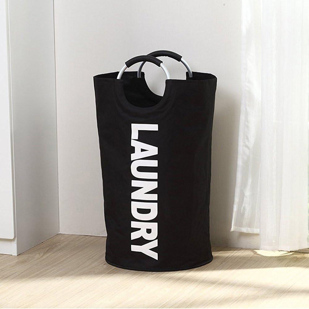 ELEOPTION Foldable Laundry Baskets Bag with Handles Waterproof Laundry Basket, Collapsible Clothing Storage Organizer Laundry Basket Linen Bin (Black)