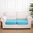hyha Waterproof Couch Cushion Covers, Stretch Sofa Couch Seat Slipcover for Dog Washable, Non-Slip Waterproof Outdoor Cushion Covers for Patio Furniture Replacement (2 Pieces, Peacock Blue)