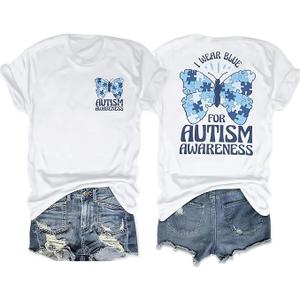 Autism Awareness Shirt Women Embrace Neurodiversity Shirt Accept Understand Love T-Shirt Inspirational Short Sleeve Top, Small