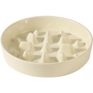 Ceramic 1.6 Cup Dog Bowl Slow Feeder, 8.2 inch Slow Pet Food Dish for Medium and Large Dog, Stop Bloat, Preventing Choking(Single Bowl, Beige)