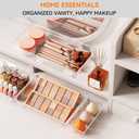 Criusia 8 Pack Drawer Organizer for Kitchen Gadgets, Large Clear Plastic Drawer Divider for Kitchen Accessories, Bathroom Organizers and Storage, Home Essentials for Makeup and Vanity Accessories