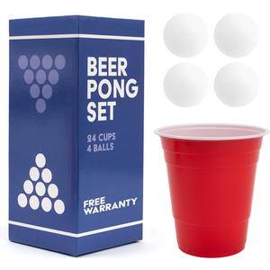 Beer Pong Set Complete | 24 Cups & 4 Balls | America's #1 Drinking Game, Reusable