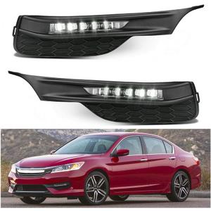 munirater Fog Lights Kit with Bezel Switch Wires Replacement for Accord 2016-2017 Sedan 4Dr