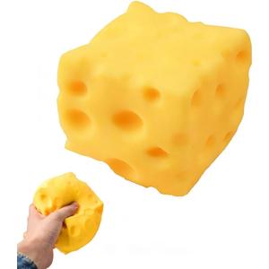 Yellow Cheese Squishy Slow Rising, Squishy Squeeze Cheese Block, Soft Novelty Toy, Stress Balls for Adults Rebounding Sensory Squishys Cheese (2.16in)