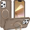 Compatible with iPhone 13 Pro Case with Invisible Magnetic Kickstand [Compatible with MagSafe] [10-FT Military Drop Protection] Slim Hard Back Soft Edge Phone Cover 6.1 Inch, Khaki