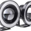 ESUPPORT 2Pcs 3" 12V 30W COB LED Fog Light Projector Car Blue Angel Eyes Halo Ring DRL Lamp Headlight Driving Bulbs