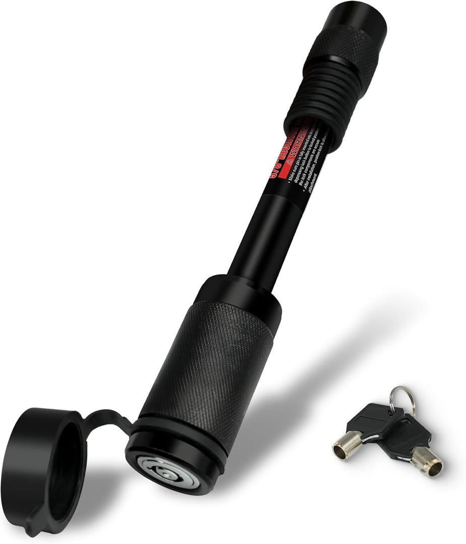 TYT Trailer Hitch Lock  5/8" Dia, 4" Extra Long Receiver Pin for Class III/IV Hitches, 2 Keys, 8 O-Rings, Ideal for Tow Trucks, Bikes, Cars & Boats (Black)