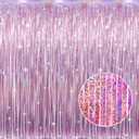 GOER 3.2 ft x 8.2 ft Metallic Tinsel Foil Fringe Curtains Party Photo Backdrop Party Streamers for Birthday, Graduation, New Year Eve Decorations Wedding Decor(1 Pack, Laser Pink)