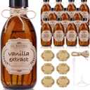 12 Pack, 8 OZ Amber Glass Bottles with Caps Leakproof Refilllable Empty Brown Boston Sample Dispensing Bottles for Homemade Vanilla Extract, Essential Oils, Potion, Juice, Ginger Shots, Liquids