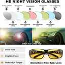 FEISEDY Night Driving Sunglasses Polarized Fit Over Sunglasses for Men, Yellow Lenses, Anti Glare Glasses B0225 (Black *1)
