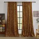 StangH Harvest Amber Orange Velvet Curtains 84 inches Long, Luxury Fall Curtains Print Vintage Floral Drapes Back Tab Thermal Curtains for Holiday/Bedroom, W52 x L84, 2 Panels