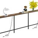 102" Behind Couch Table with Fast Charging Station, 7.1" Narrow Skinny Sofa Table with 4 Power Outlets, 4 USB APorts, 2 USB-C Ports for Console Entryway, Rustic Brown