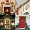 Christmas Garland with Lights, 9FT Lighted Christmas Garland with 30 LED, Prelit Garland Battery Operated Garland Christmas Decorations for Stairs Railing Fireplace Mantle Front Door Porch Home
