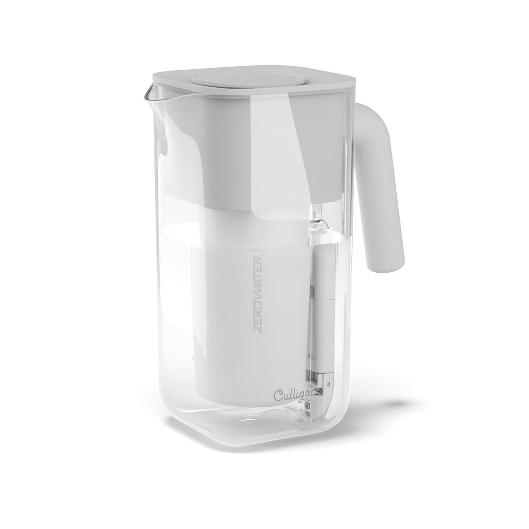 Culligan with ZeroWater Technology 7-Cup Water Filter Pitcher Includes 5-Stage Advanced Water Filter, IAPMO Certified to Reduce Lead, Total PFAS (Forever Chemicals), Mercury, Fluoride, and Chlorine