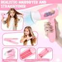 KUBUSFLY 44Pcs Hair Styling Doll Head Toys for Girls, Kids Makeup Hair Salon Pretend Play Styling Kit with Hairdryer, Straightener, Beauty Hair Toy Christmas Birthday Gift for Toddler Girls 3 4 5 6+, 7.5In X 7.3In