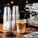 50 Pack 16 oz Disposable Iced Coffee Cups With Sip Lids , Clear Plastic Cup for Cold Boda Tea Smoothie Slushie Milkshake Togo Drinking for Party , Drink Shop Coffee Bar Accessories Supplies , BPA Free
