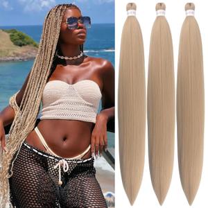 Ash Blonde Braiding Hair Pre Stretched 30 Inch Braiding Hair Extension Long Synthetic Blonde Hair for Braiding
