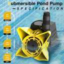 3200GPH Pond Pump, 200W Submersible Water Pump with 33FT Power Cord & Barrier Bag, 2 Hose Adapters, 20FT. Lift Height for Garden Ponds, Fountains, Waterfalls, Water Circulation (Yellow)