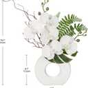 Briful Orchid Artificial Flowers 16.1'' White Orchid Silk Flowers with Ceramic Vase Faux Orchid Arrangement for Home Office Table Centerpiece Indoor Decoration