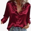Zeagoo Satin Blouses for Women Casual Long Sleeve Button Down Silk Shirts Dressy Business Work Tunic Top 2XL