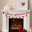 Red Glittery Happy Galentines Day Banner and Red Pink Glittery Heart Garland Banner Romantic Decorations for Galentines Valentines Day Anniversary Decorations Supplies