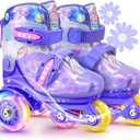 Unicorn Toddler Roller Skates, Kids Training Safety Tripple Protection Roller Skates with 4 Adjustable Sizes, Fun Light-Up Wheels, Little Girls' Fancy Gift (S-Small(11C-1 US), Lavender Dream)