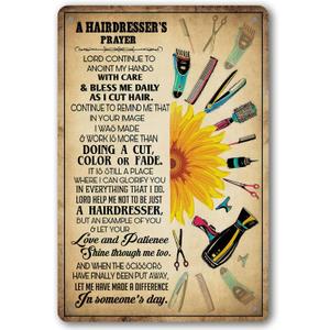 A Hairdresser's Prayer Metal Sign Hair Salon Wall Decor Vintage Tin Sign Personalized Hairstylist Gift For Hair Stylist Ideas Signs Hairdresser Gifts For Women Hair Shop Sign 8x12 Inch
