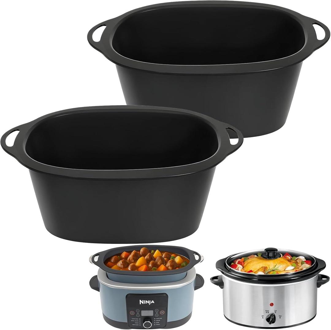 BYKITCHEN Silicone Slow Cooker Liners Compatible with Ninja Foodi Possible Cooker Pro 8.5 Quart MC1000, MC1001, MC1010 Series, 2Pcs Reusable Crock Pot Liners, Ninja Possible Crock Pot Pro Accessories