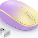 TECKNET Wireless Mouse, 2.4G Quiet Computer Mouse with USB Receiver, 4 Buttons Portable Cordless Mice for Chromebook, Laptop, PC, Mac, 800/1200/1600 DPI - Pink-Yellow Gradient