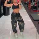 DIOTSR Mens Baggy Pants Athletic Graphic Print Joggers Workout Streetwear Sweatpants with Pockets (Black Tree Camo,X-Large) (Black, XL)