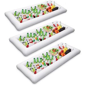 3 Packs Inflatable Pool Table Serving Bar - Large Buffet Tray Server with Drain Plug - Keep Your Salads & Beverages Ice Cold - for Parties Indoor & Outdoor Use Bar Party Accessories
