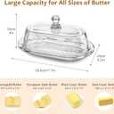 7 inch Glass Butter Dish with Lid, Clear Covered Butter Dish for Countertop, Elegant Butter Holder for Kitchen Dining Table Decor