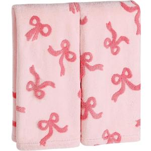2 Pack Bow Hand Towels Kitchen Towel Pink Bowknot Dish Towel for Bathroom Hand Drying Kitchen Cleaning Gift Set, 29.5 x 13.7 Inch