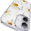 CASEKOO White Daisy for iPhone 16 Case, [Never Yellow Technology] [12FT Military-Grade Protection] Transparent Slim Floral Cover Gril Women 16 Phone Case 6.1 inch, White Daisy