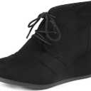 DREAM PAIRS Women's Wedge Boots Casual Fashion Lace Up Low Heel Ankle Booties Shoes (9.5, Black)
