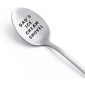 Gifts For Dad Men from Daughter Stocking Stuffers for men dad Ice Cream Spoon Scoop for Ice Cream Lovers, Christmas Gifts Funny Engraved Stainless Steel Shovel Pack of 10