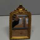 YUSONG Vintage Makeup Desk Mirror - 7" Gold Antique Mirror for Tabletop Resin Frame Decorative Wall Art for Living Room, Bedroom Decor, Vanity Table, Size: 9"L x 5.7"W