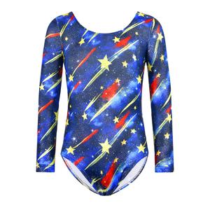 Snowheart Leotards for Girls Size 3-4T Meteor Shower Tumbling Unitard Long Sleeve Leotards Toddler One Piece Crew Neck