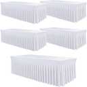 WJWHQ 5 Pack White Spandex Tablecloths, Stretch Fitted 6ft Table Cover (120 Inch) with Skirt, Wrinkle Free for Weddings, Parties, Banquets, Dining Fits 6 Foot Rectangle Tables