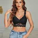 Avidlove Bralettes for Women Lace Bra Non Padded Racer Back Bralette Deep V Triangle Sexy Everyday Lingerie Bras (L)