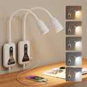 Wall Mounted Reading Light for Bed, Headboard Light with 360 Flexible Arm, Hand Wave Sensor, Focused 60 Beam, 5 Color Temperatures, Stepless Dimming, Memory Function, USB-C Output, White 2 Pack