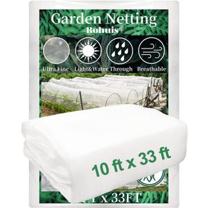 Garden Netting Pest Barrier, 10 ft x 33 ft Ultra Fine Mesh Mosquito Net Cicada Bird Bug Insect Netting for Raised Garden Bed Greenhouse, Plant Row Cover for Protect Vegetables Fruits Flowers Trees