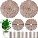 Newtay 4 Pcs Plant Pot Grid Soil Protector Covers Cuttable Flower Protector 1 from Animals 20.5" 11.8" Cat Digging Stopper Plant Pot Cover with Stakes for Indoor Outdoor Gardening(Brown)