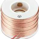 Kinter Cable 100ft 12-Gauge Audio Stereo Speaker Wire 30.48 Meters 2 Conductor Polarity Marked Clear PVC, CCA, Spool in Box, for Home Theater, HiFi, Surround, Car Audio, 105 High Strand Count (.2 OD)