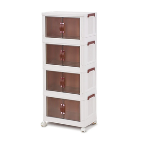 Stackable Storage Organiser - Space-Efficient Plastic Storage Bin with Doors