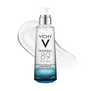 Vichy Mineral 89 Booster, Hyaluronic Acid Serum, Skin Barrier Repair Face Serum with Polyglutamic Acid that Plumps and Hydrates, Lightweight Hydrating Serum with an Oil-Free, Non-Sticky Feel